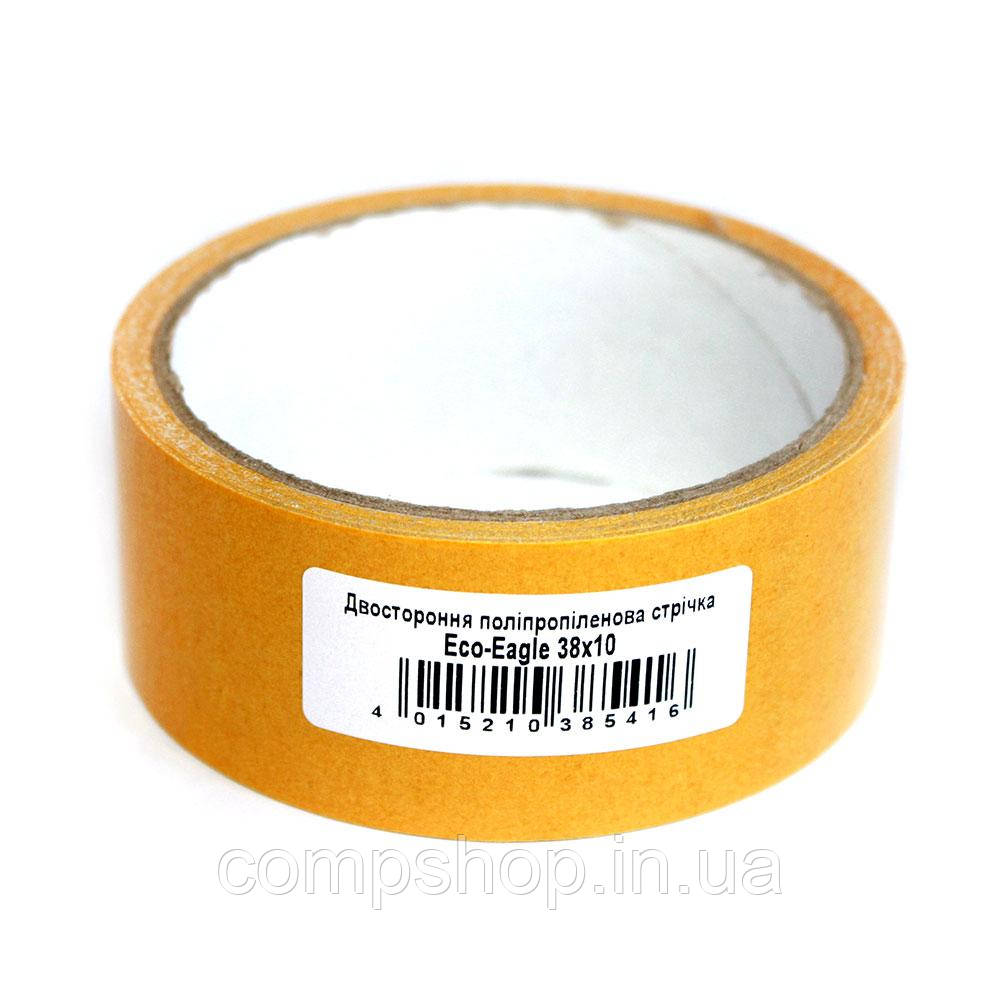 Скотч двосторонній (поліпропіленовий)  38мм х 10м, жовтий  *Eco-Eagle (код 139071), фото 1