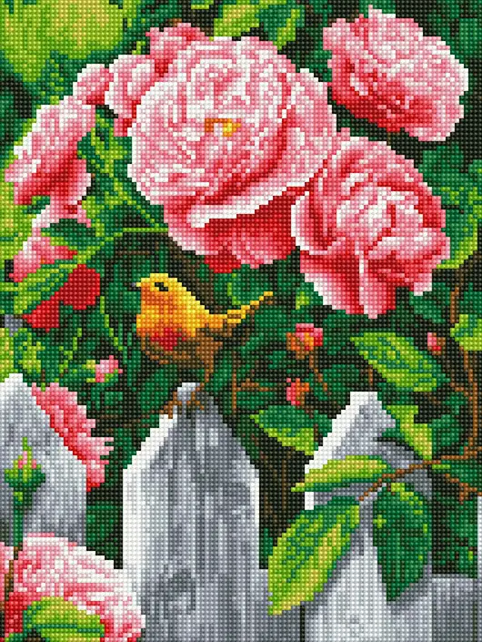 Алмазна мозаїка Rainbow Art (EJ1360) Пташка на паркані, 30 х 40 см