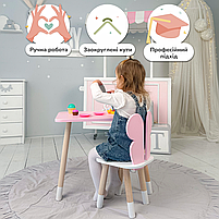 Дитячий столик прямокутний 46х60х45 і стільчик метелик 26.5х26х25, стіл та стілець для дітей, рожевий з білим, фото 2