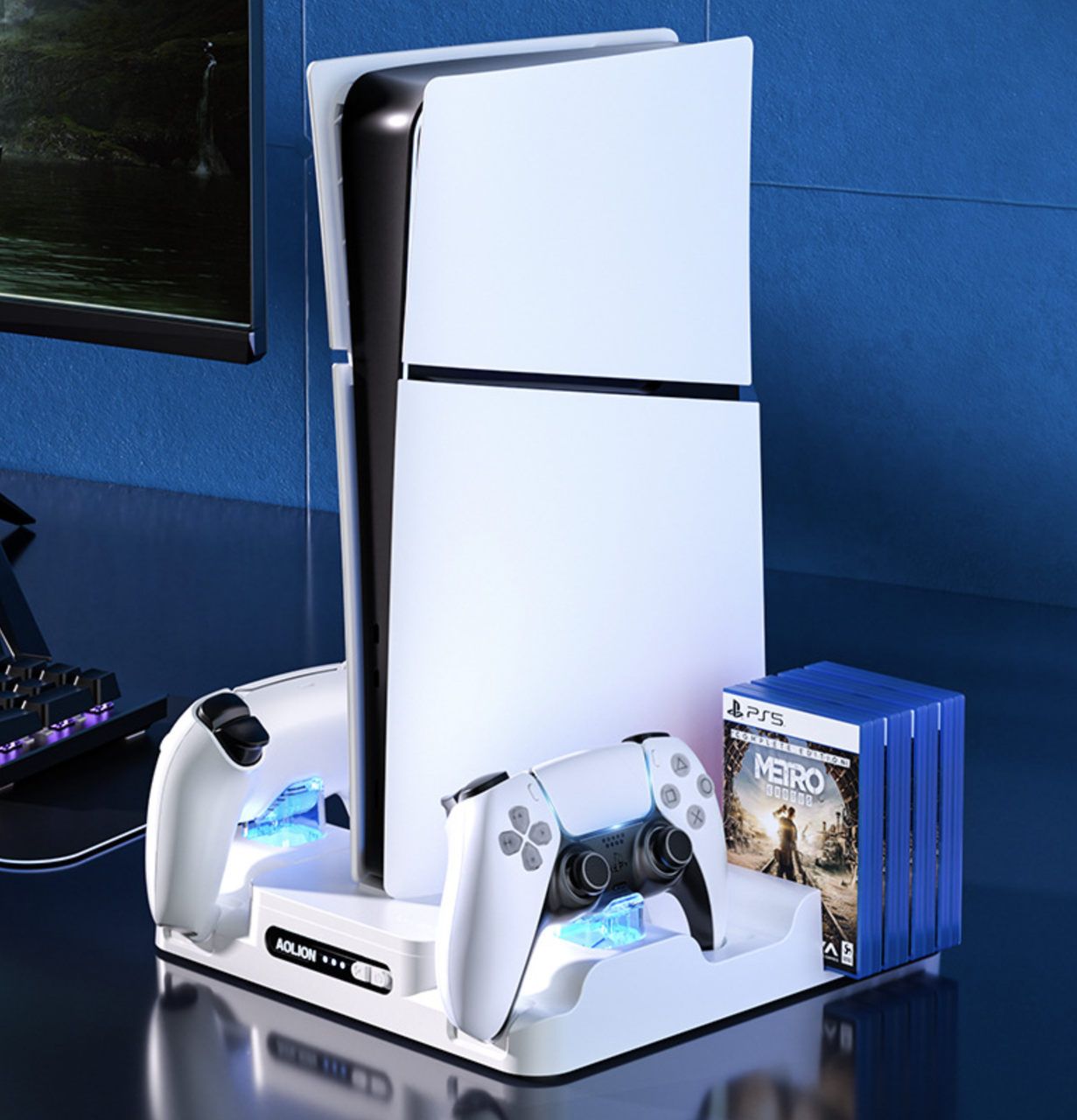 Мультифункціональна док-станція Aolion для Playstation 5 Slim / Playstation 5 із зарядкою для 2-х геймпадів