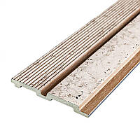 Рейка декоративна PS 2900х120х12мм Кремовий мармур із золотими вкрапленнями SW-00001748