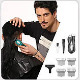 Машинка для стриження акумуляторна VGR V-900, зелена, фото 4