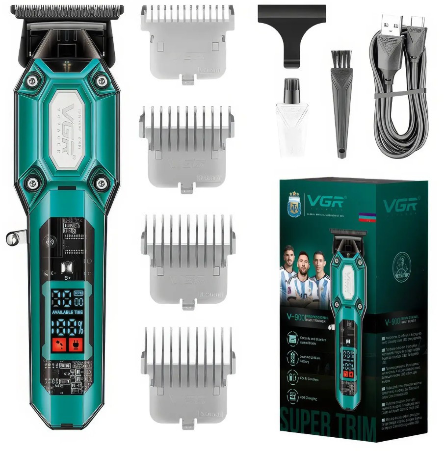 Машинка для стриження акумуляторна VGR V-900, зелена, фото 1