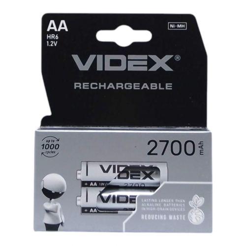 Акумулятори VIDEX АА ,перезаряджувані, акумуляторні батарейки хв.робота 2700 mAh 1,2 V (2шт) (9148), фото 1