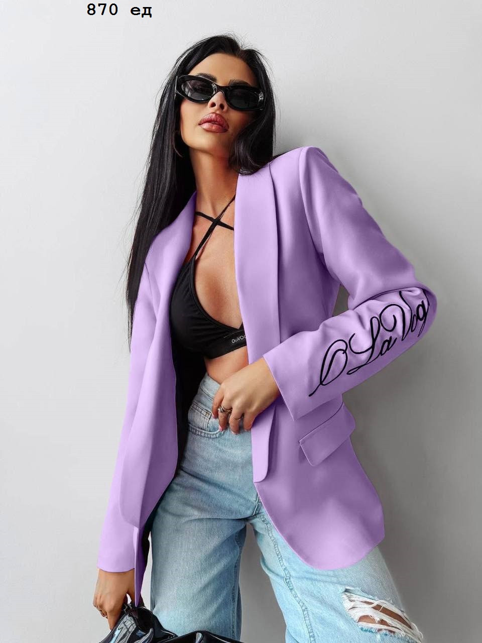 Піджак подовжений з вишивкою на рукаві норма та батал 870 ед, фото 1