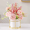 Штучні квіти для декору в горщиках, композиція квітів у вазоні, рожеві, фото 3