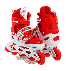 Розсувні роликові ковзани Happy розмір 29-33 Червоні світні колеса
