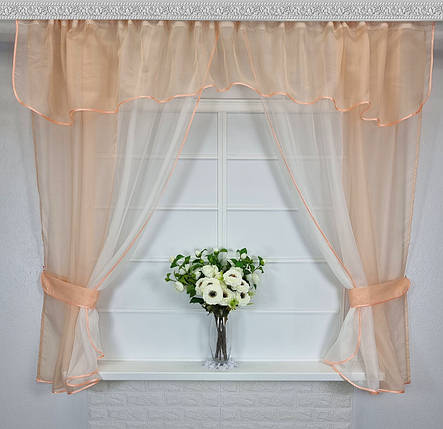 Комплект штор для кухні "Тіна"  персикова, фото 1