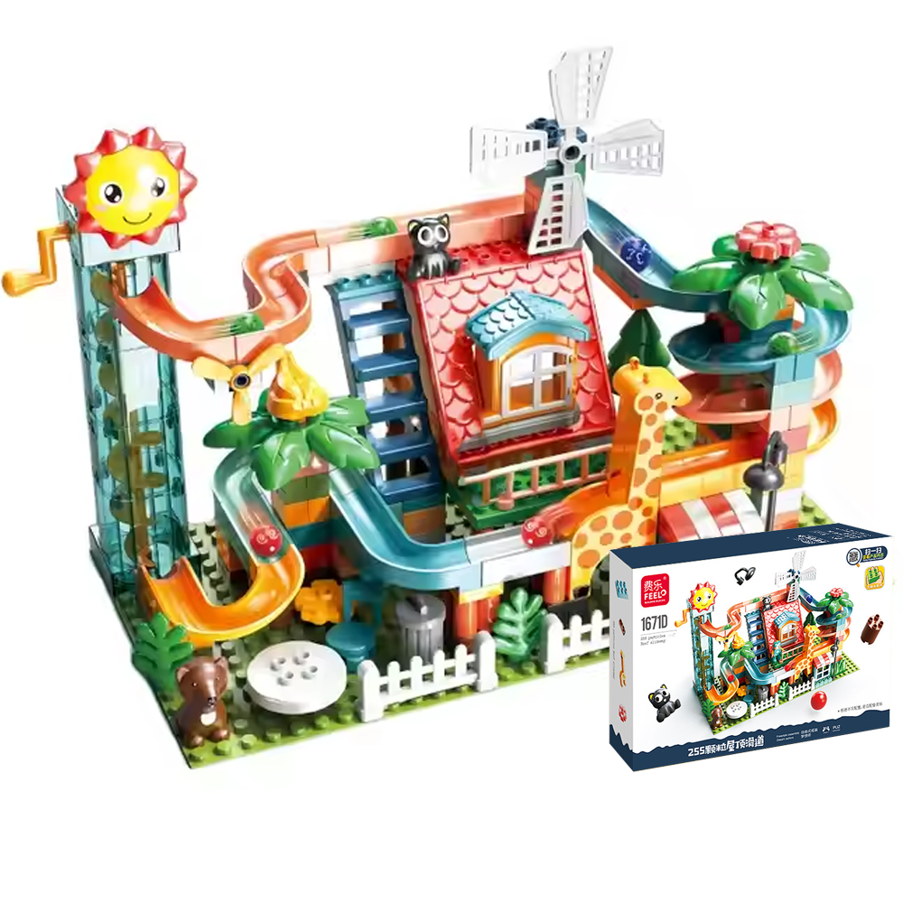 Розвиваючий конструктор Трек Лабіринт Feelo 1671D 255 деталей у коробці + пластина, фото 1