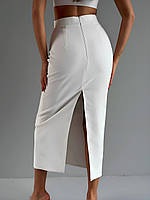 Женская прямая деловая юбка,42, 44, молоко, черный, костюмка