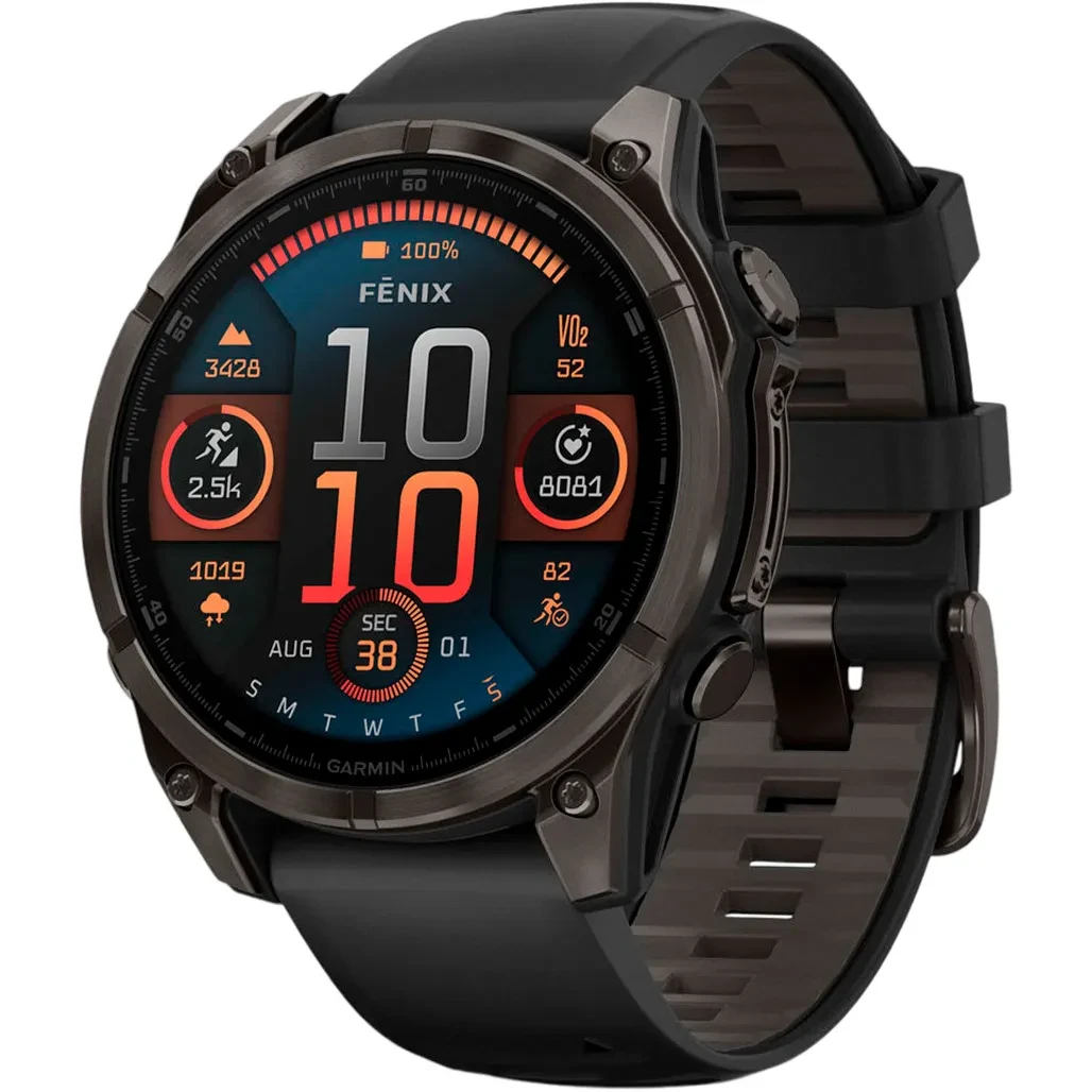 Garmin Fenix 8 47mm AMOLED Sapphire Carbon Gray DLC Titanium w. Black/Pebble Gray S. Band (010-02904-20)