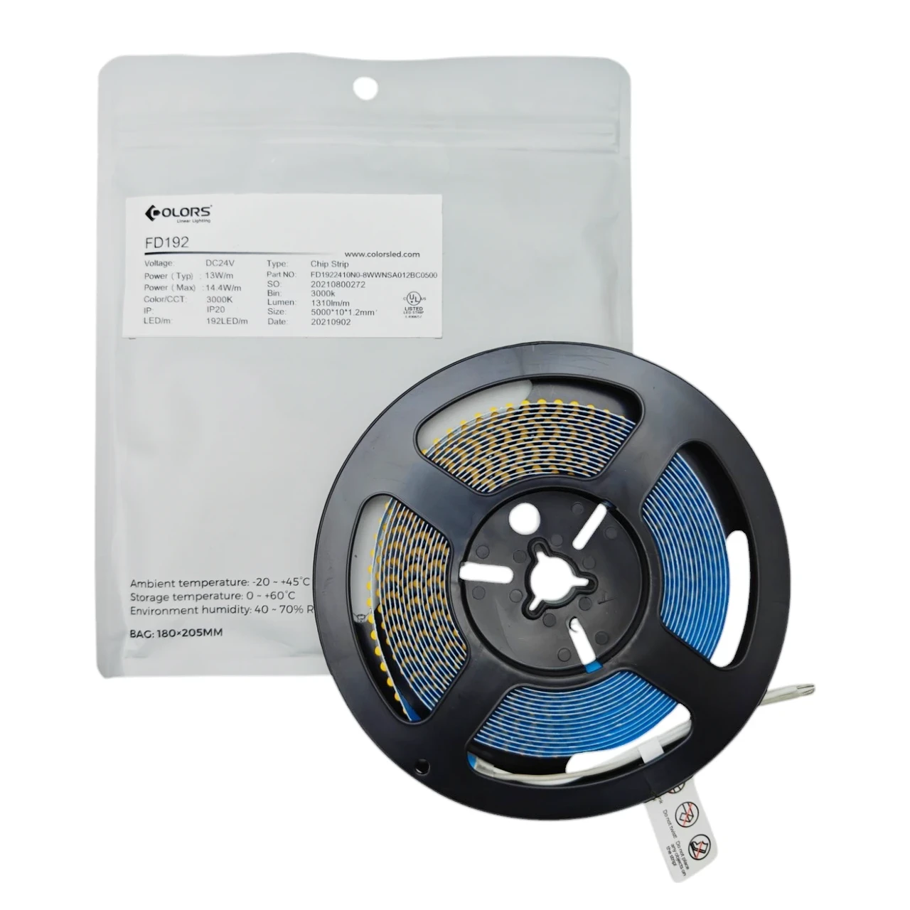 Світлодіодна стрічка COLORS, 24V, 192 led/m, 14.4W, 1310Lm, IP33, 3000K (FD192-24V-10mm-WW), фото 1