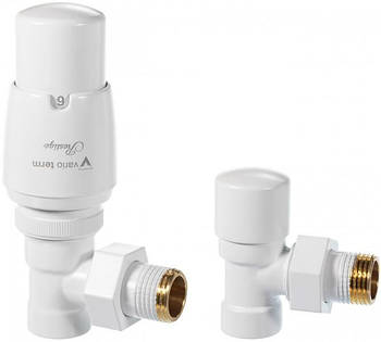 Комплект вентилів термостатичний Vario Term ROYAL, кутовий, білий.