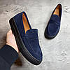 Чоловічі замшеві лофери сині (натуральна замша), туфлі із замші для чоловіків весна осінь, розмір 40 41 42 43 44 45, фото 3