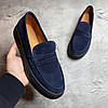 Чоловічі замшеві лофери сині (натуральна замша), туфлі із замші для чоловіків весна осінь, розмір 40 41 42 43 44 45, фото 2