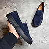 Чоловічі замшеві лофери сині (натуральна замша), туфлі із замші для чоловіків весна осінь, розмір 40 41 42 43 44 45, фото 4
