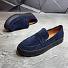 Лофери, туфлі чоловічі сині замшеві (натуральна замша) для чоловіків на весну осінь, розміри 40-45, фото 3