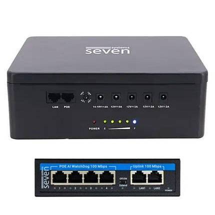 Резервне живлення для системи відеоспостереження SEVEN 6024b з РoЕ, фото 1