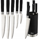 Набір ножів на підставці Zilan ZLN1609 з 6 предметів нержавіюча сталь, фото 2