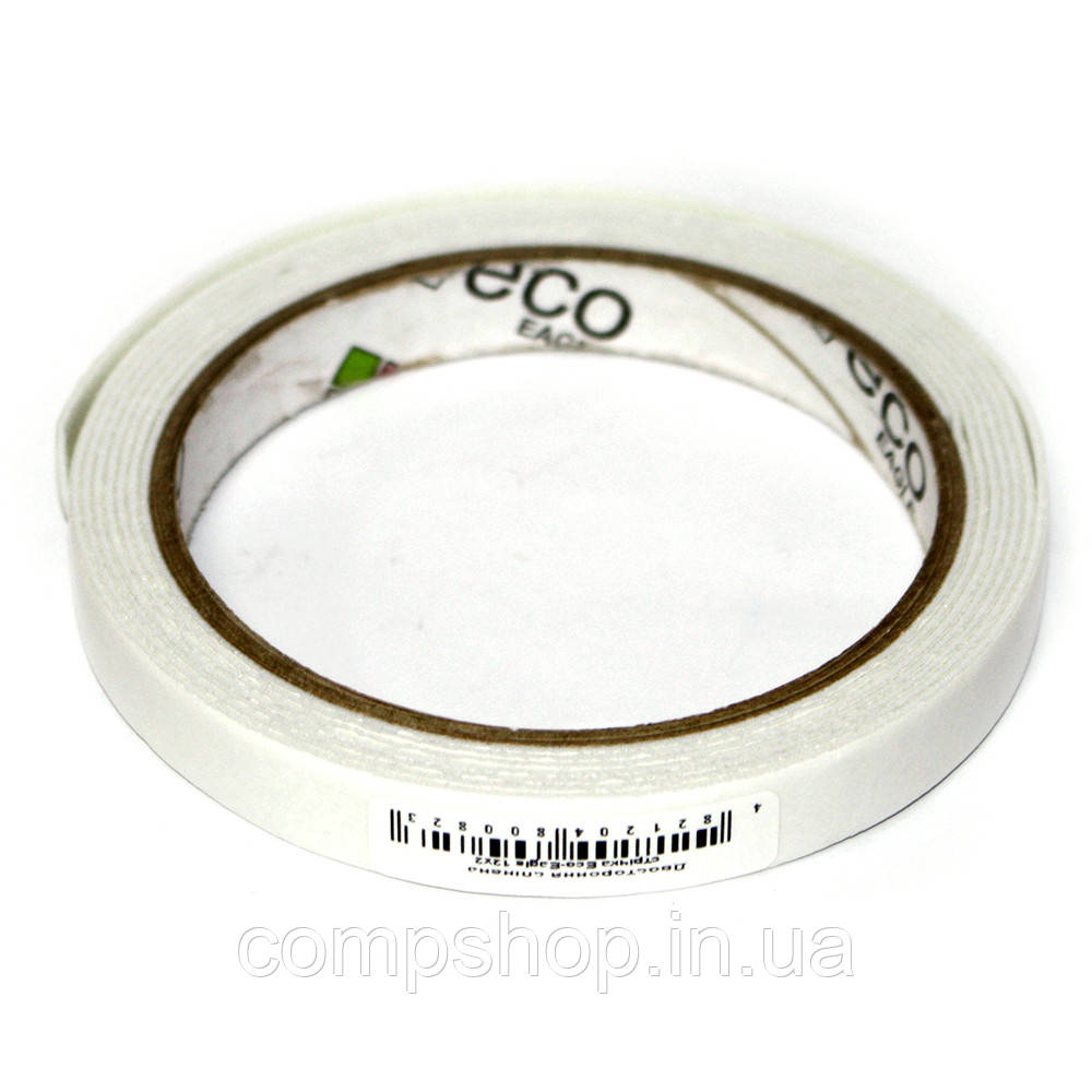 Скотч двосторонній спінений  12мм х 2м, білий  *Eco-Eagle (код 139066), фото 1