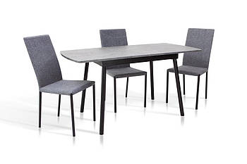 Стіл Соло 110(+35)*70 чорний метал/мрамор темн