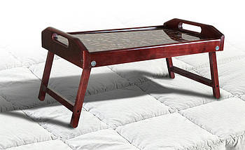 Столик для сніданку,скло кава, колір темн.горіх---