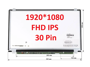 Матриця для ноутбука 15.6 Led Slim IPS FHD 1920x1080 30pin edp роз'єм справа внизу (LP156WFC) нов