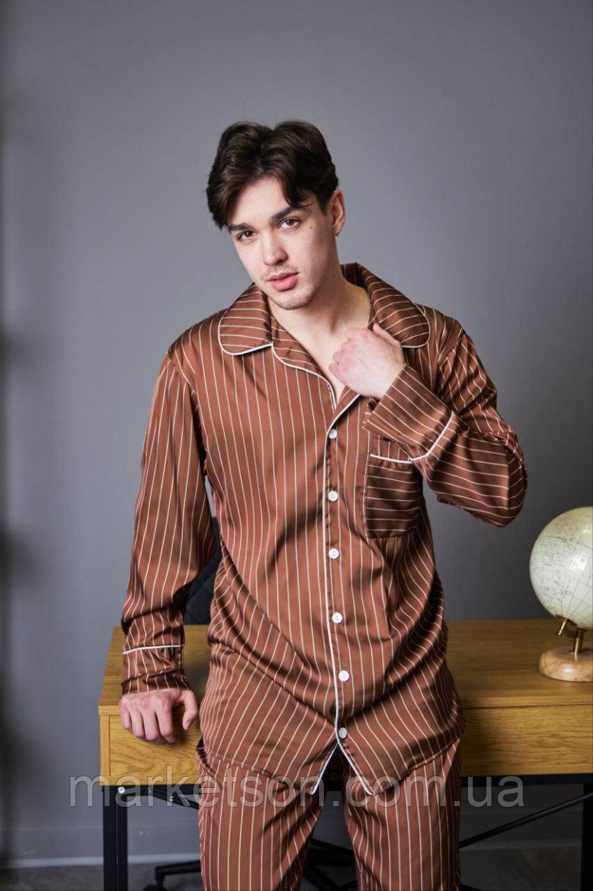 Чоловіча піжама шовкова домашній костюм р.S,M,L,XL