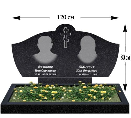 Подвійний пам’ятник із граніту (120-60) Д-22, фото 1