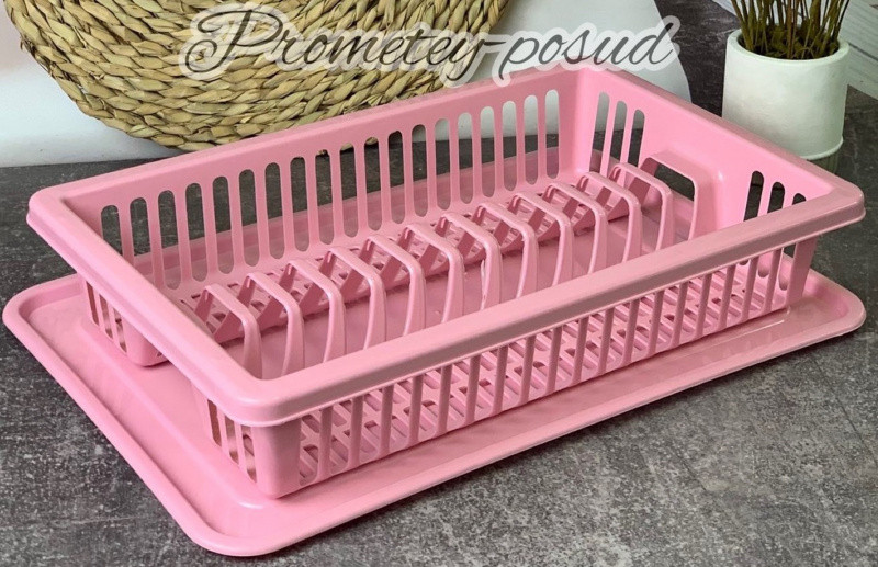 Сушарка для посуду R plastic 1 ярус 43*29*8 см рожева (20106), фото 1
