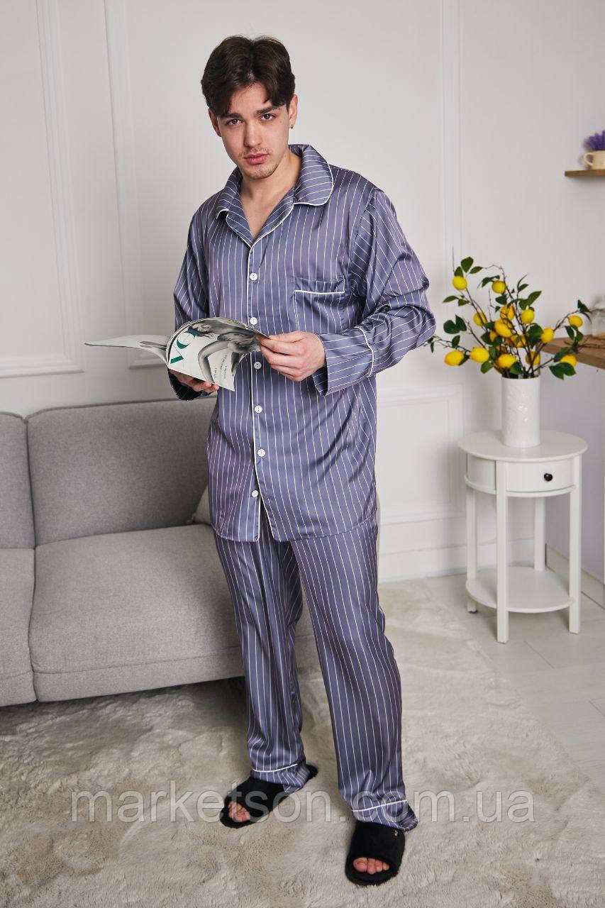 Чоловіча піжама шовкова домашній костюм р.S,M,L,XL