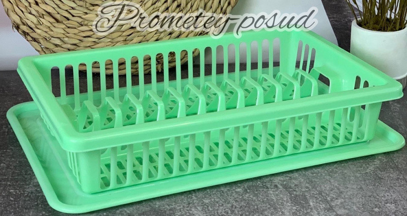 Сушарка для посуду R plastic 1 ярус 43*29*8 см салатівва (20107), фото 1