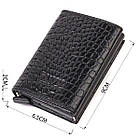 Картхолдер унісекс у три складання з автоматичним механізмом з натуральної шкіри CANPELLINI 21930 Чорний, фото 3