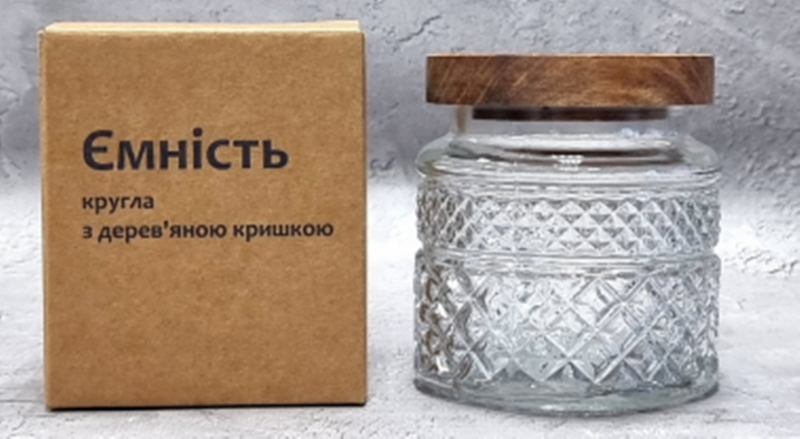 Банка для сипучих скло 500мл з дерев'яною кришкою (32258)