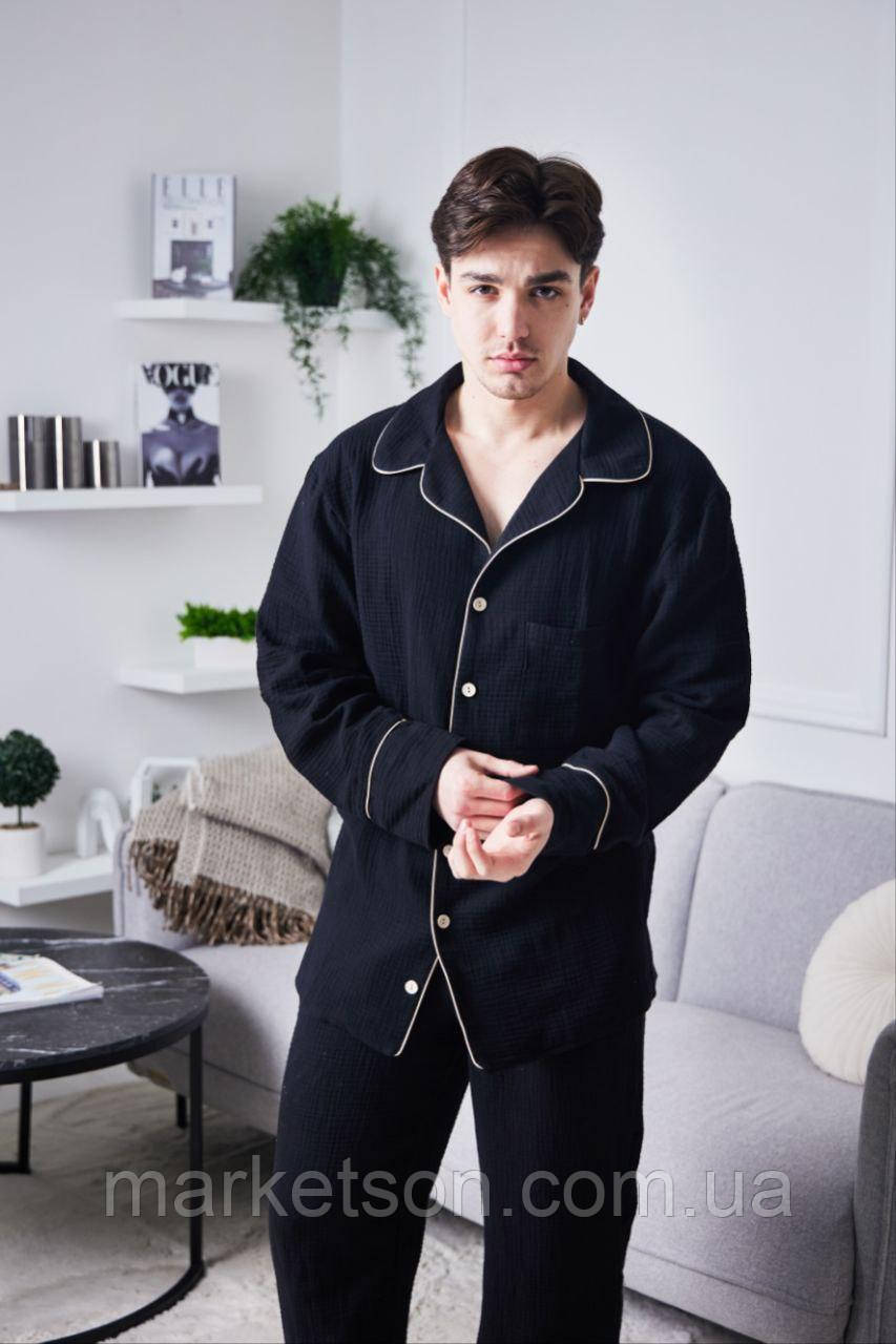 Чоловіча піжама муслінова домашній костюм р.M.L,XL,2XL