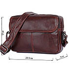 Чоловіча шкіряна сумка через плече планшет месенджер із натуральної шкіри коричнева 17*23,5*5 см, фото 3