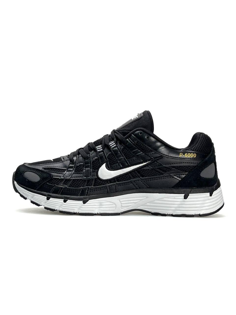 Чоловічі шкіряні текстиль кросівки Nike P-6000 S Reflective Black White, кеди Найк весна осінь 41
