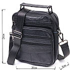 Чоловіча шкіряна сумка через плече місткий месенджер із натуральної шкіри з ручкою чорна 20*24*5 см, фото 3