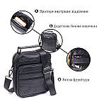 Чоловіча шкіряна сумка через плече місткий месенджер із натуральної шкіри з ручкою чорна 20*24*5 см, фото 4