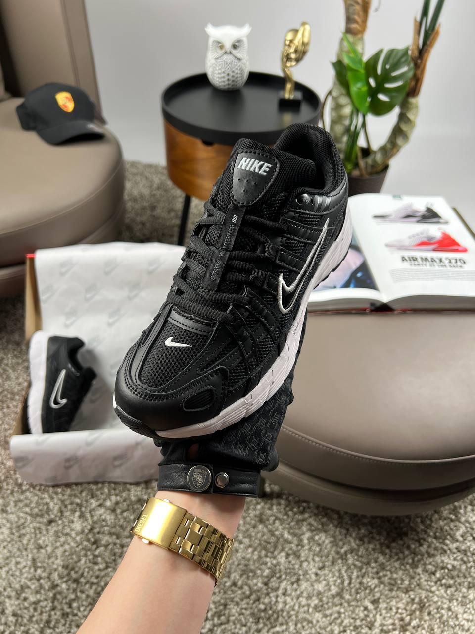 Жіночі шкіряні текстиль кросівки Nike P-6000 W Black White, кеди Найк чорні весна осінь. Жіноче взуття