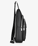 Чоловіча нагрудна сумка шкіряна слінг через плече, фото 3