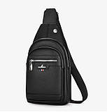 Чоловіча нагрудна сумка шкіряна слінг через плече, фото 4