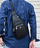 Чоловіча нагрудна сумка шкіряна слінг через плече, фото 6