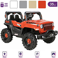 Дитячий електромобіль позашляховик джип Spoko SP-V80 червоний з музикою MP3 і пультом ДУ для дітей до 35 кг.
