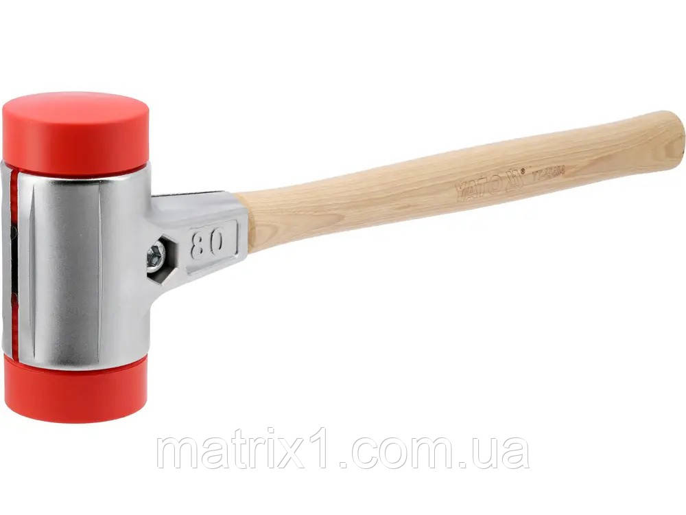Молоток уздовж брусчатки обух із високо пружного ПЕ m = 2870 г Ø = 80 мм, дерев'яна ручка, заг l = 550 мм YATO