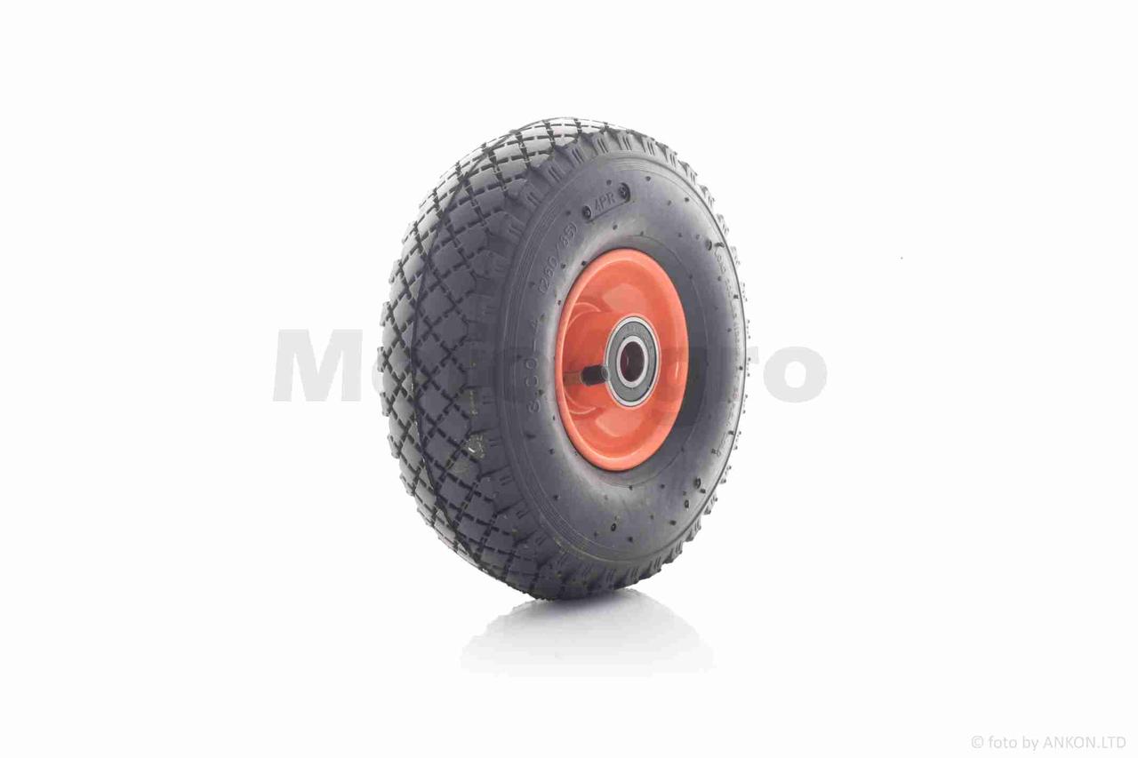 Тютюнове колесо у зборі 3.00-4 (пневматичний помаранчевий диск підшипник 6204 Ø20), фото 1