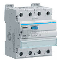 ПЗВ HAGER чотириполюсне 4P, 125A, 30 mA, тип A, 10kA CDA690C, диференціальний реле пристрій захисного відкл