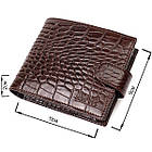 Фактурний чоловічий горизонтальний гаманець із натуральної шкіри з тисненням під крокодила BOND 22009 Коричневий, фото 3
