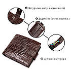 Фактурний чоловічий горизонтальний гаманець із натуральної шкіри з тисненням під крокодила BOND 22009 Коричневий, фото 4