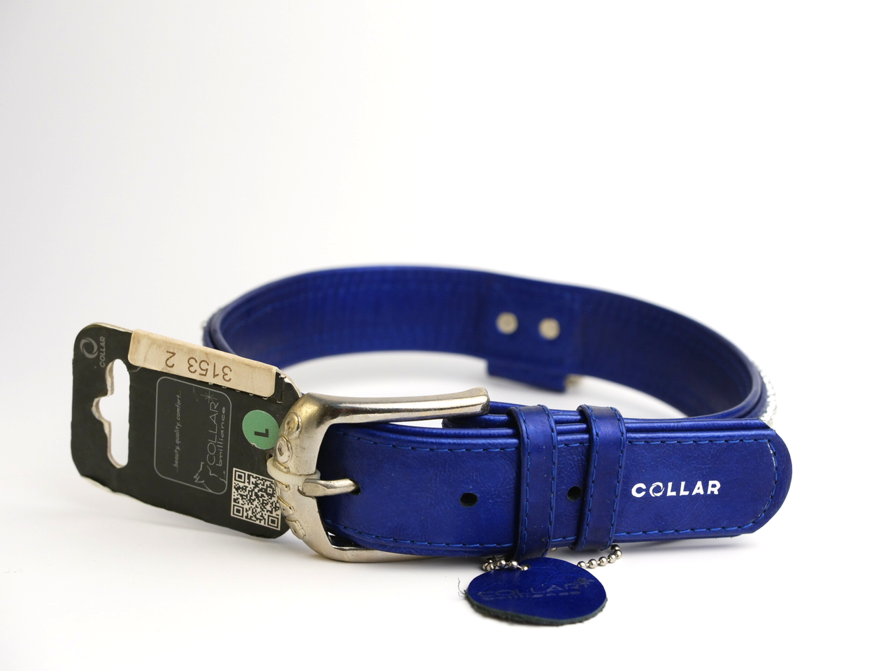Нашийник "CoLLaR brilliance" з оздобленням "Полотно стрази" (ширина 35мм, довжина 46-60см) синій
